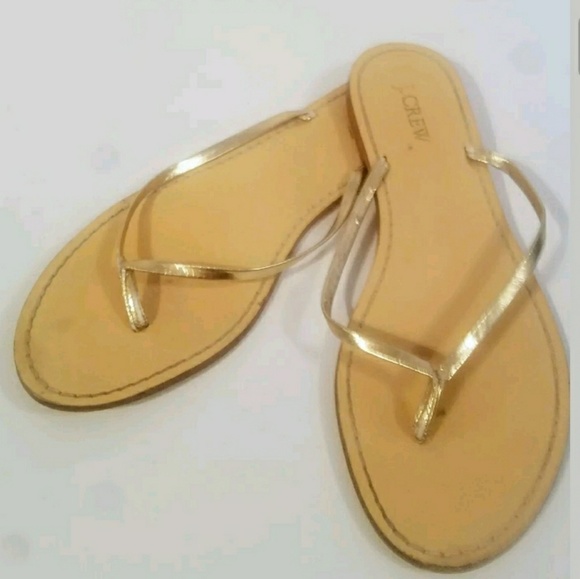 j crew gold flip flops